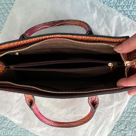 NWOT Embossed Croc PU Leather Satchel Removable Crossbody Strap Brown Pu… - Picture 6 of 6